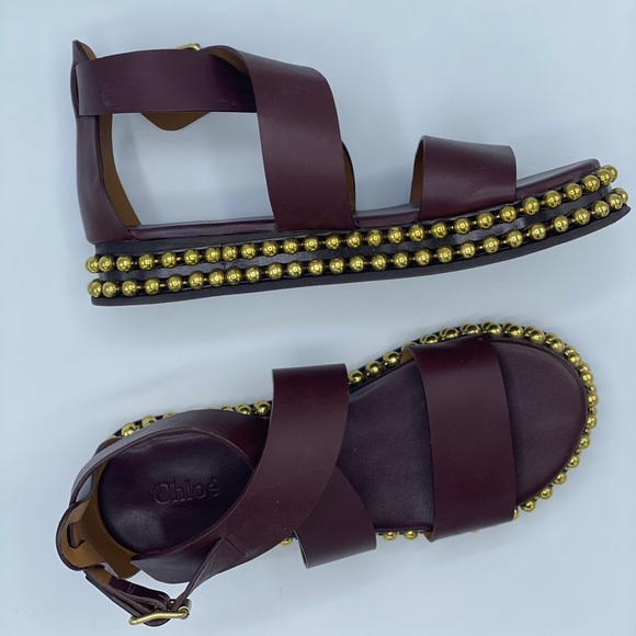 Chloe brown/gold sandals - size 7 (37) - Picture 3 of 4